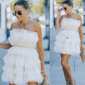 Vici layered tulle dress in cream